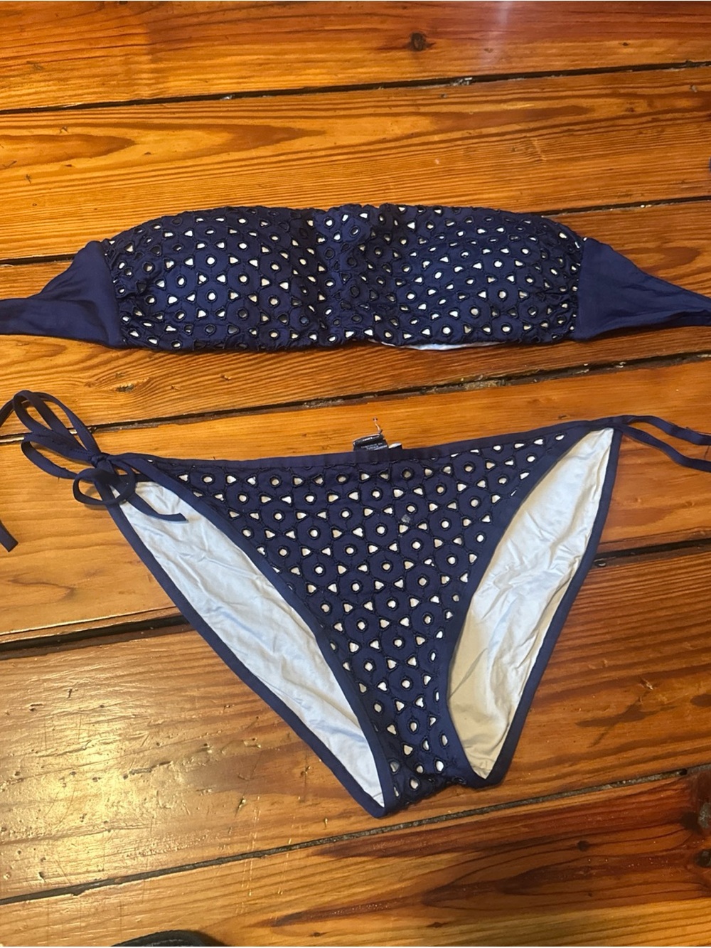 Vilebrequin Navy Eyelet Bandeau Bikini Set
